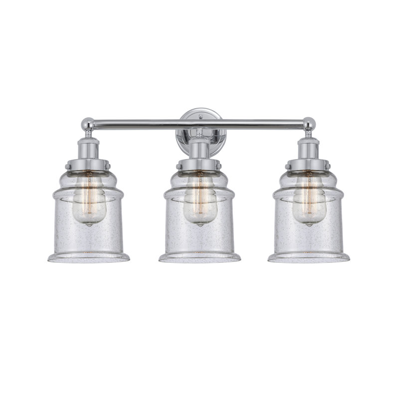 Éclairage pour meuble-lavabo de salle de bain 3 lumières Cailen de la collection Edison, Granuleux, Chrome poli