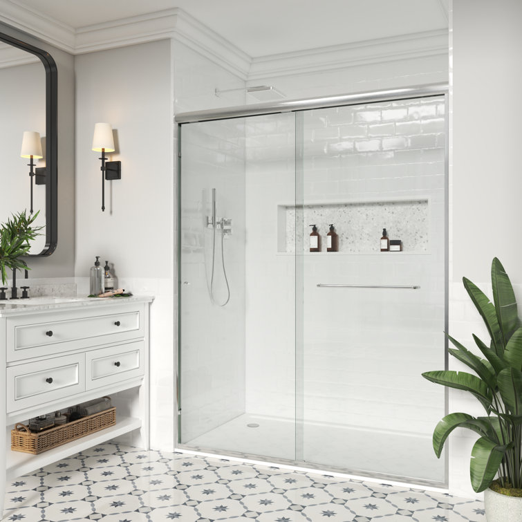 Opal Mirage MCOCOD 60" W x 76" H Double Smooth Sliding Semi-Frame Shower Door with3/8"(10mm) Clear Glass