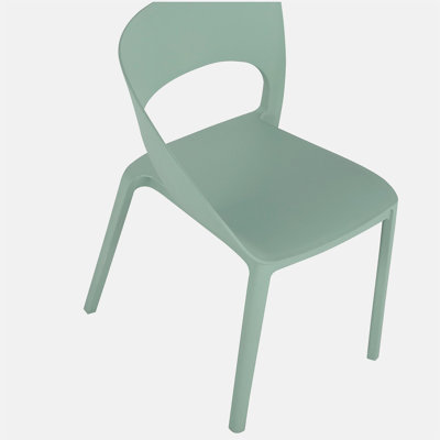 Holiday - Chaise simple en polypropylène vert brume - Conception monobloc pour l'intérieur et l'extérieur, convient aux salons, salles à manger, jardins, terrasses et autres (ensemble de 4)