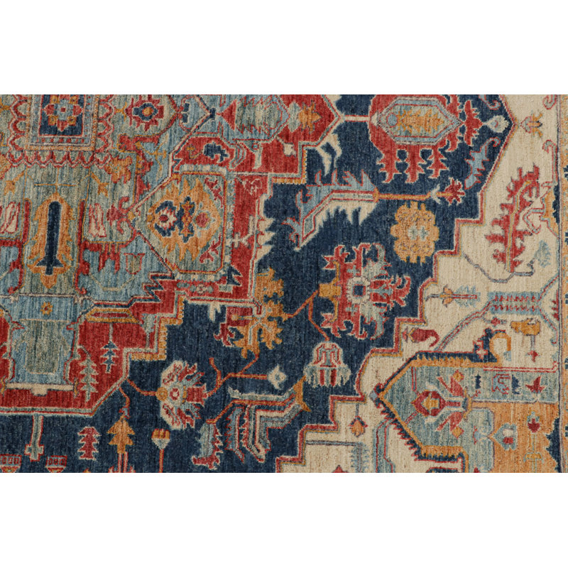 Hand Knotted Wool Area Rug in Red
