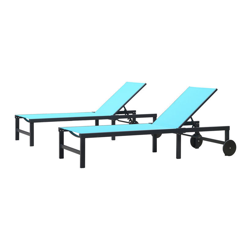 Chaise longue d'extérieur avec table Reivo, Bleu