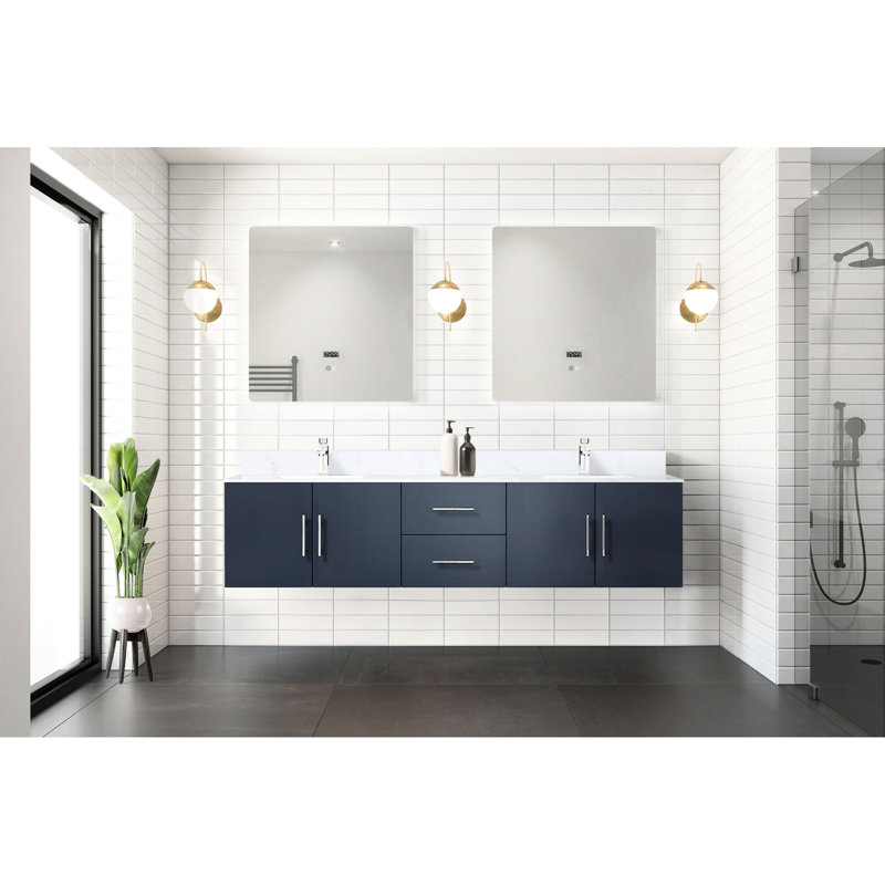80 po Meuble-lavabo double bleu marine avec 30 miroirs - espace de rangement spacieux et look moderne 80 po x 22 po 30 po