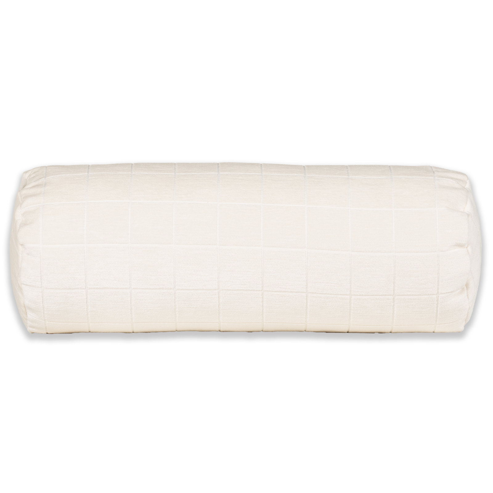 Otterville Velvet Grid Bolster Pillow, Ivory Geometric, Bolster 8"H x 39"W