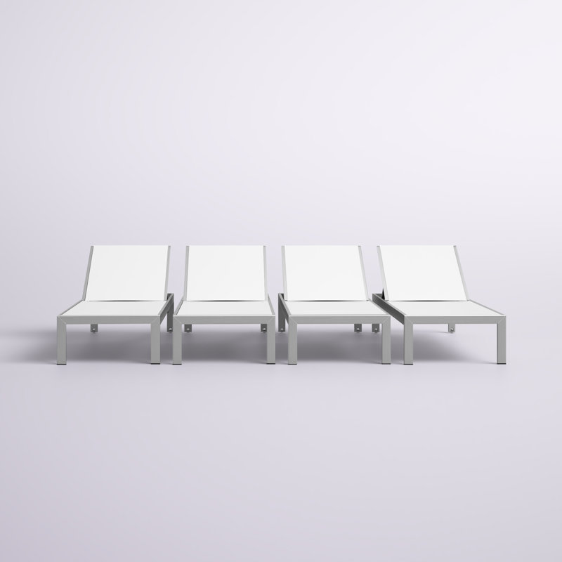 Bashira 76" Long Reclining Chaise Lounge Set, Silver