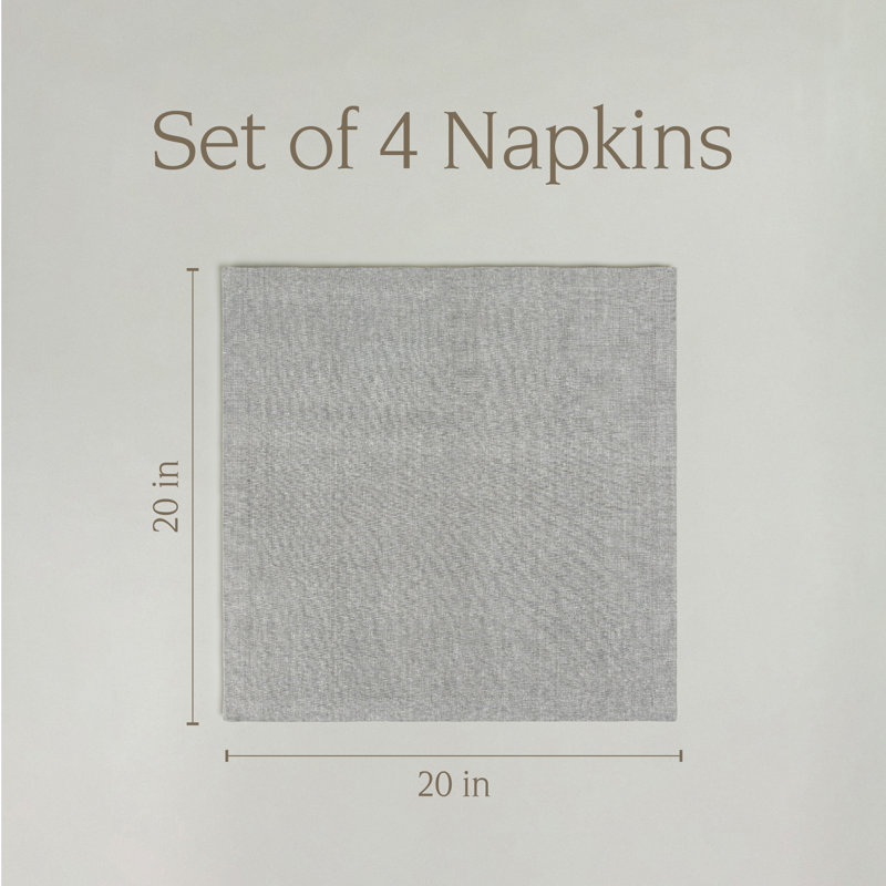 over&back Washed Cloth Napkins, Light Grey