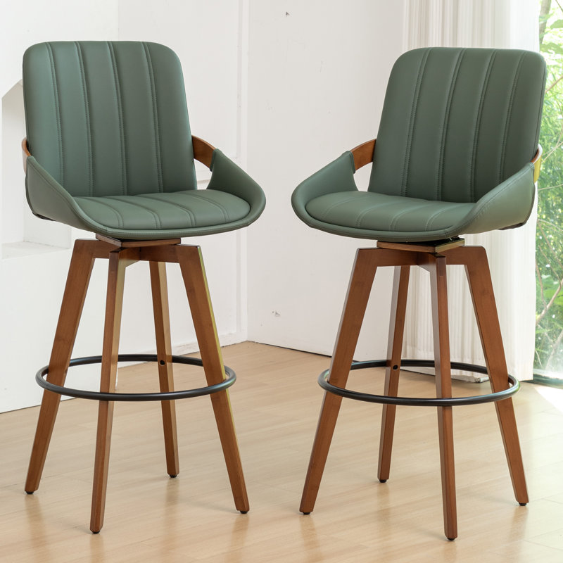 Tabourets de bar et de comptoir pivotants rembourrés Modern, Vert, Tabouret de bar (siège d'une hauteur de 29,5 po)