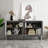 4 doors cabinet Vintage Storage Cabinet with Hand-Carved Geometric Doors