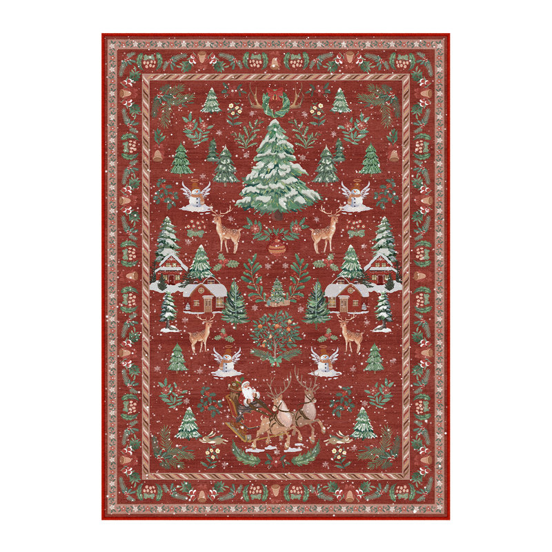 Celie Washable Christmas Area Rug For Living Room With Non-Slip, Rectangle 6' x 9'