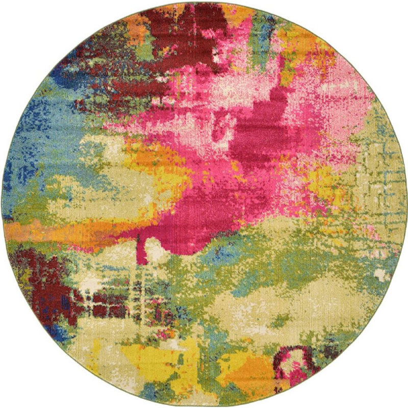 Rizer Washable Abstract Indoor Rug, Round 8'