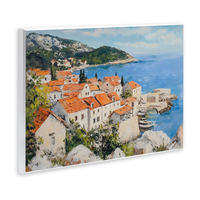 Plaque murale vue sur la ville côtière, design par Franklyn Gregory, H 10 po x l 15 po