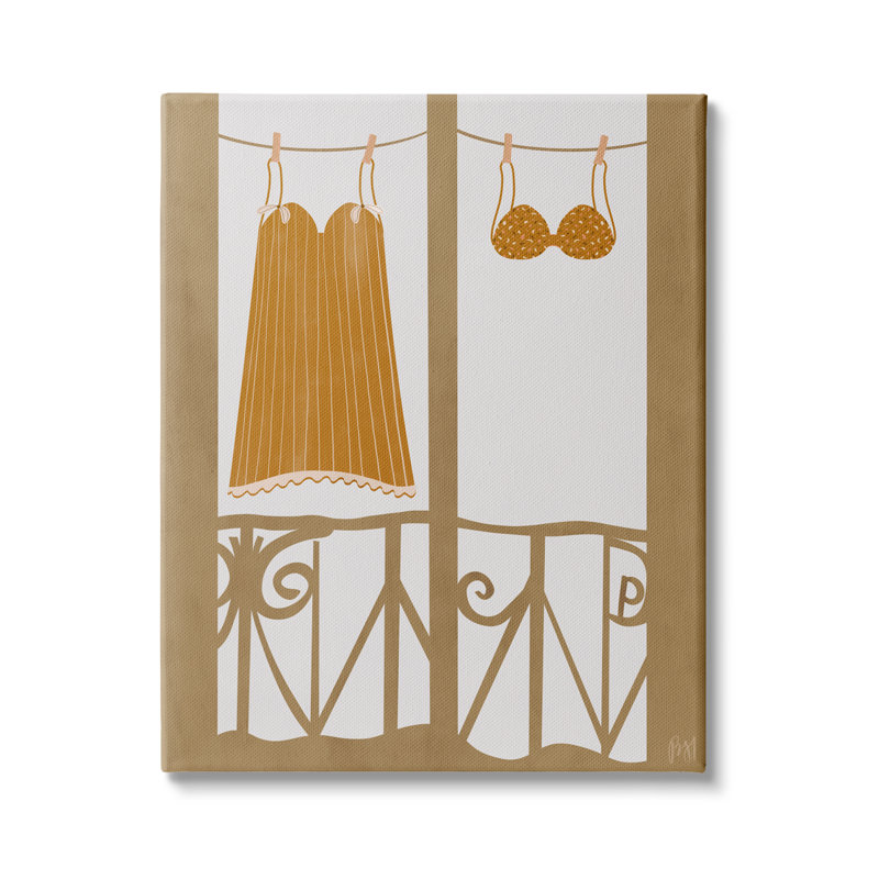 Corde à linge rétro pour vêtements rétro orange par Birch & Ink, impression sur toile sans cadre, H 20 po x l 16 po