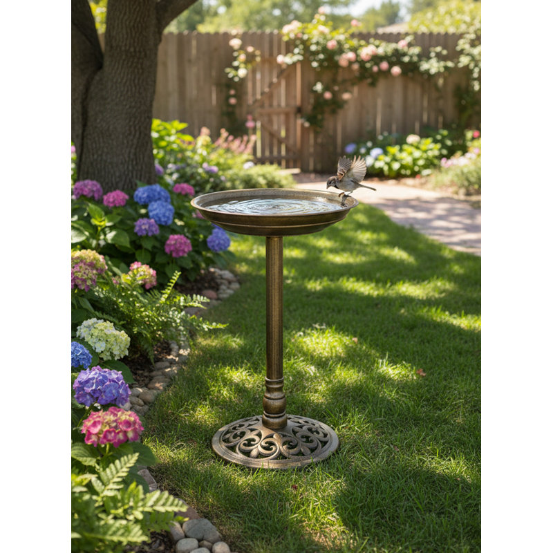 Plastic Birdbath, Bronze