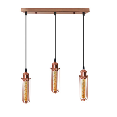 Hadeya 3 - Light Rose Gold Kitchen Island Pendant