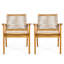 Ensemble de 2 chaises de salle à manger d'extérieur, structure en bois au fini teck et corde brune, style cour naturelle, capacité de 400 lb