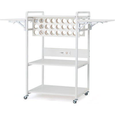 Foldable Heat Press Table – 3-Tier Movable Stand with Vinyl Roll Holder and Charging Station, Heavy-Duty Workbench for DIY Sublimation Transfer