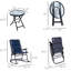 Mobilier de patio extérieur bleu marine avec 2 chaises berçantes et une table, pour le porche, le camping et le balcon