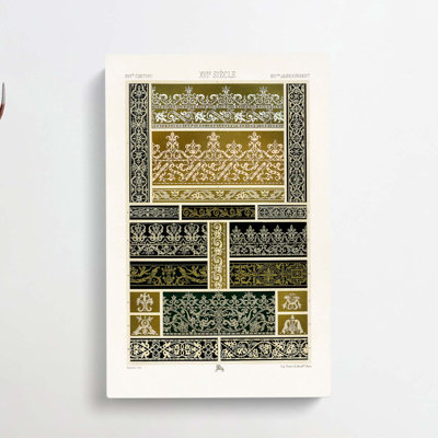 16th Century Patterns by Albert Racinet - Wrapped Canvas