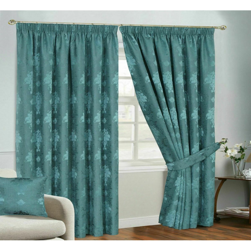 Virgina Sheer Curtain Pair, 168 W x 183 D cm, Teal