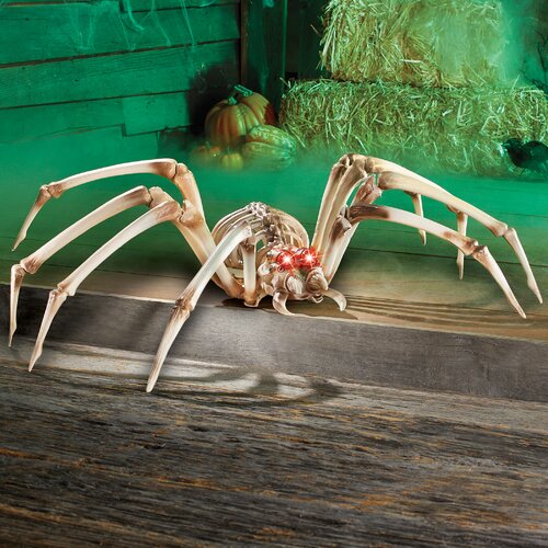 The Holiday Aisle® Giant Skeleton Spider with Red Eyes Lawn Figurine ...