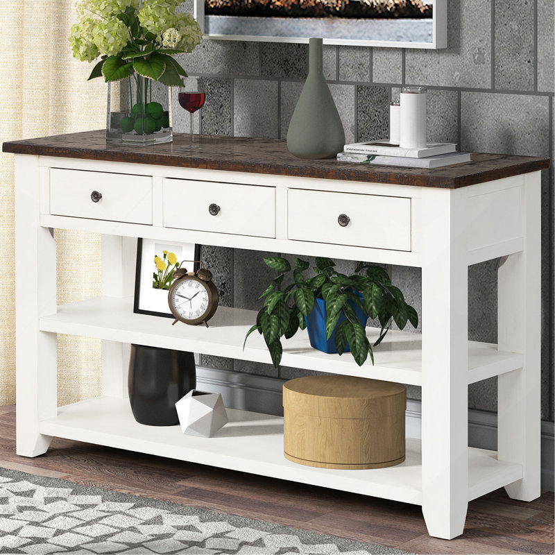 Console Cabras, Blanc antique, Antique White, H 30 po x l 50 po x P 16 po