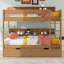 Lit superposé simple avec lit gigogne et tablettes intégrées, lit superposé en bois avec espace de rangement-1522531305-1522531307