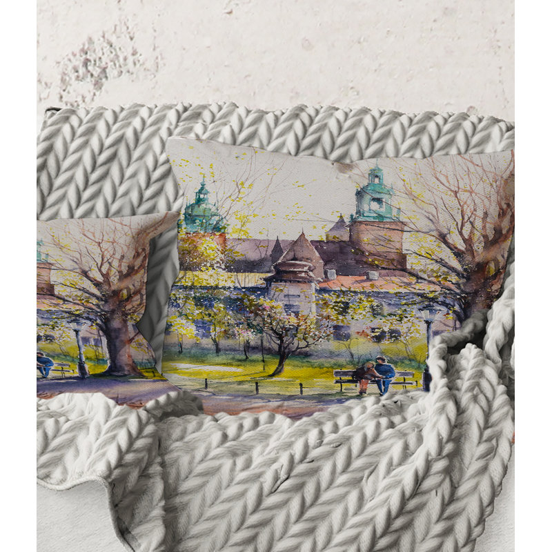 Coussin Rectangle, Château à travers les arbres du parc - Country
