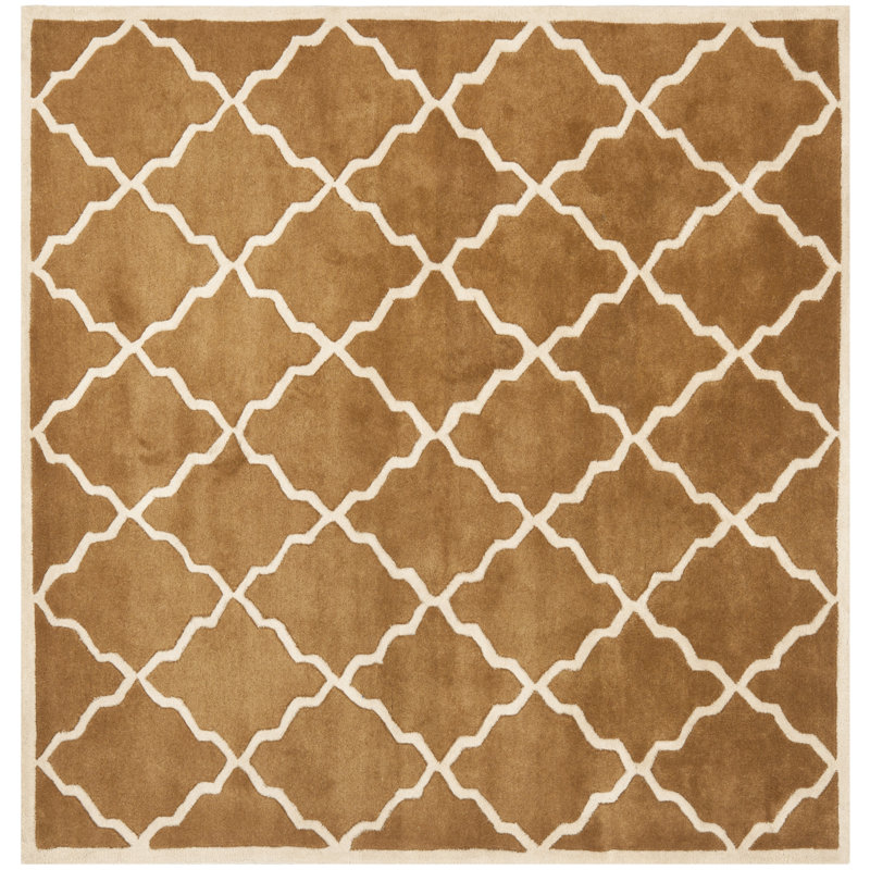 Carolene Hand Tufted Wool Geometric Rug, Square 5'