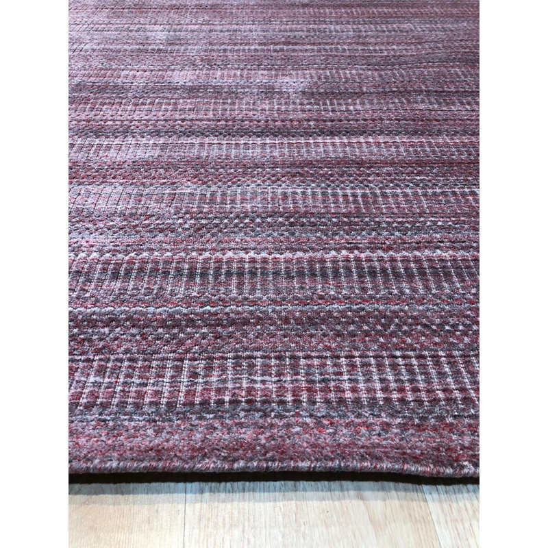Coral Handloomed Wool Striated Colorwash Geometric Modern Contemporary Carpet Rug, 8' x 10'