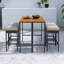 Table de bar d'extérieur 5 pièces en bois d'acacia