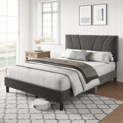 Lit plateforme tapissier avec tête de lit ajustable