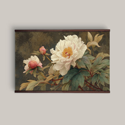 Tapisserie murale rétro avec pivoines