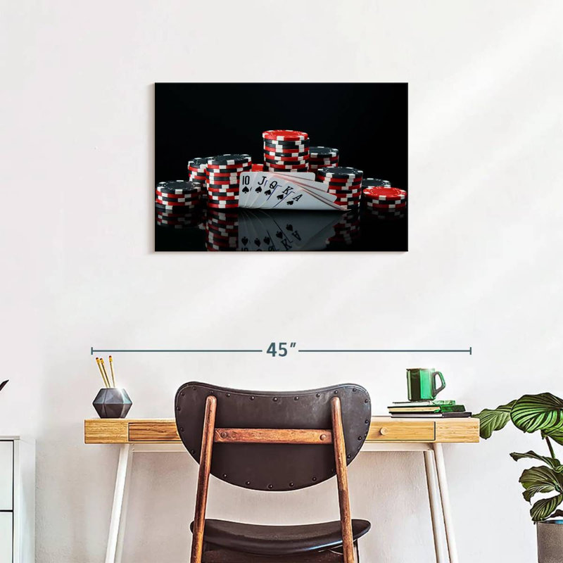 Poker sur toile, H 20 po x l 30 po x P 1,25 po