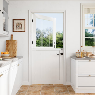  Dutch Door, 36*80 1 Lite Clear Half Clear Glass Split Single Door Slab With Lock and latch