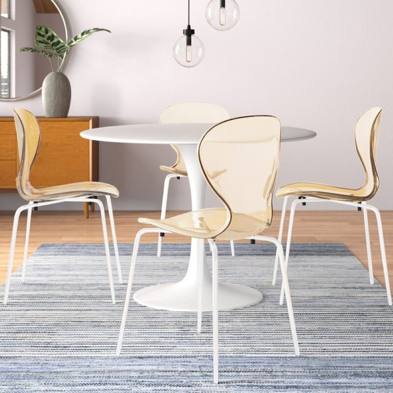 Chaise d'appoint de salle à manger empilable Edenfield, Rose, 2, Argent argent