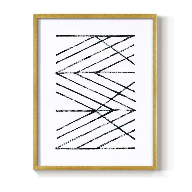 Geometric Meditation II Framed Print - Solid Wood, 21" H x 17" W, Gold