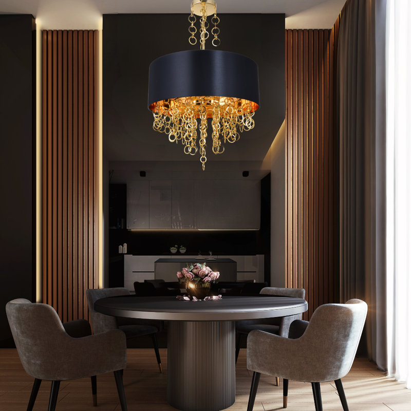 Modern 9-lights Black Shade Chandelier