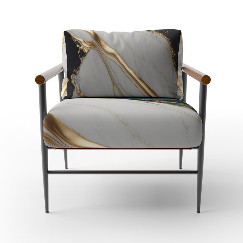Crillon - Fauteuil d'appoint rembourré en marbre, Noir, noir, noir, noir