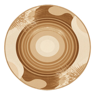Machine Washable Panameno Tropical Abstract Rug in Brown – LightBrown Binding