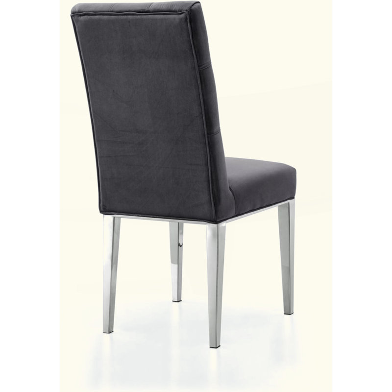 Ensemble de chaises de salle à manger rembourrées Modern Velvet, Gris, Argent argent