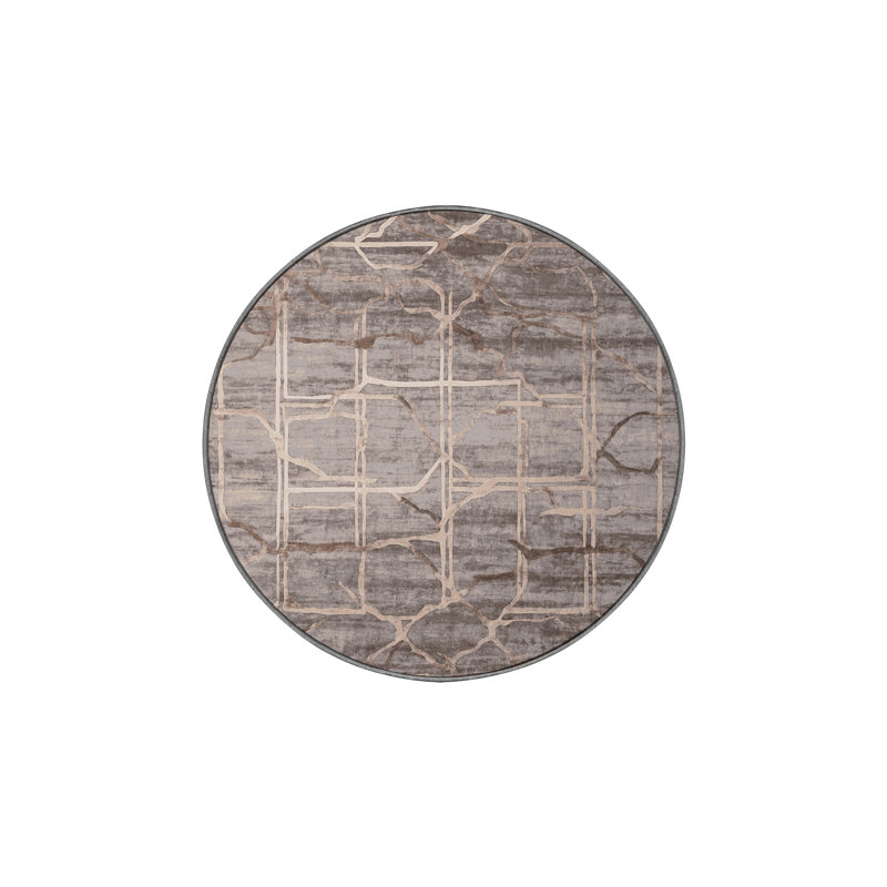 Machine Washable Gray Area Rug, Round 4'