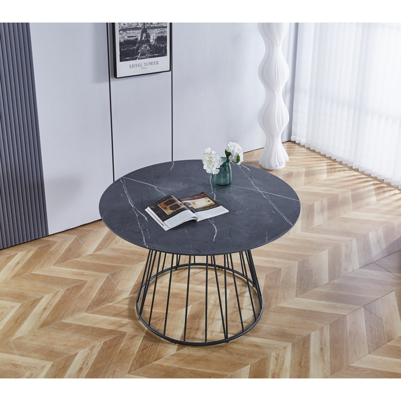 Mose Round Metal Base Dining Table