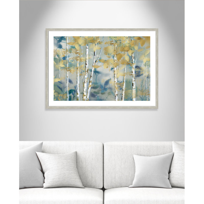 «Gerret Gilded Forest I», reproduction encadrée, Argent chaleureux, H 30 po x l 42 po x P 1,25 po