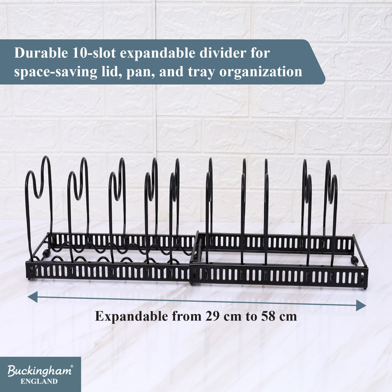 Buckingham Expandable Pot Pan Lid Organising Rack, 10