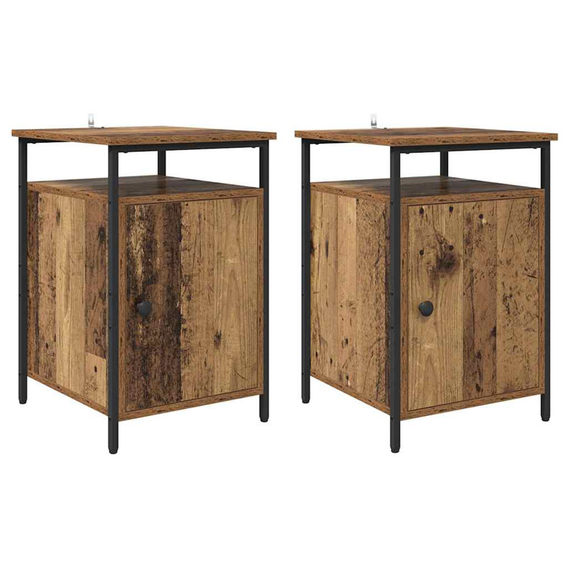 40cm W Manufactured Wood Bedside Table, Old Wood