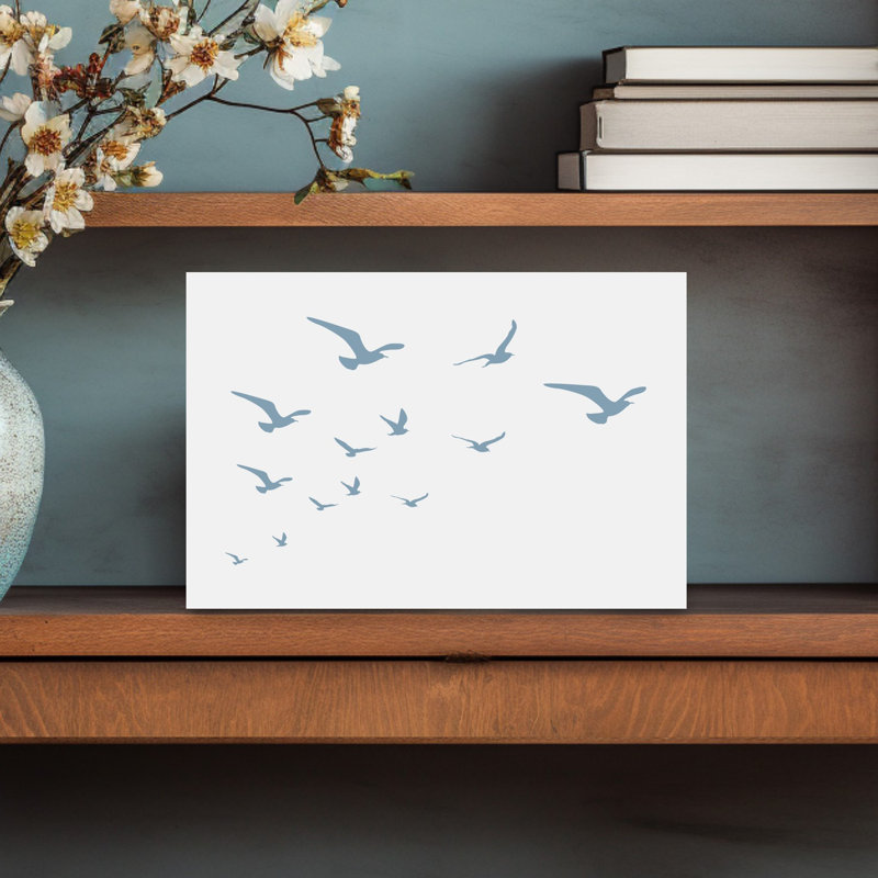 Seagulls White Background - Print, 30.48 cm H x 45.72 cm W