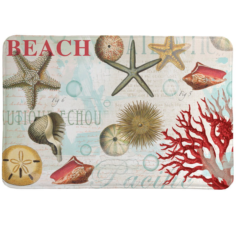 Dream Beach Shells Memory Foam Bath Rug with Non-Skid Backing
