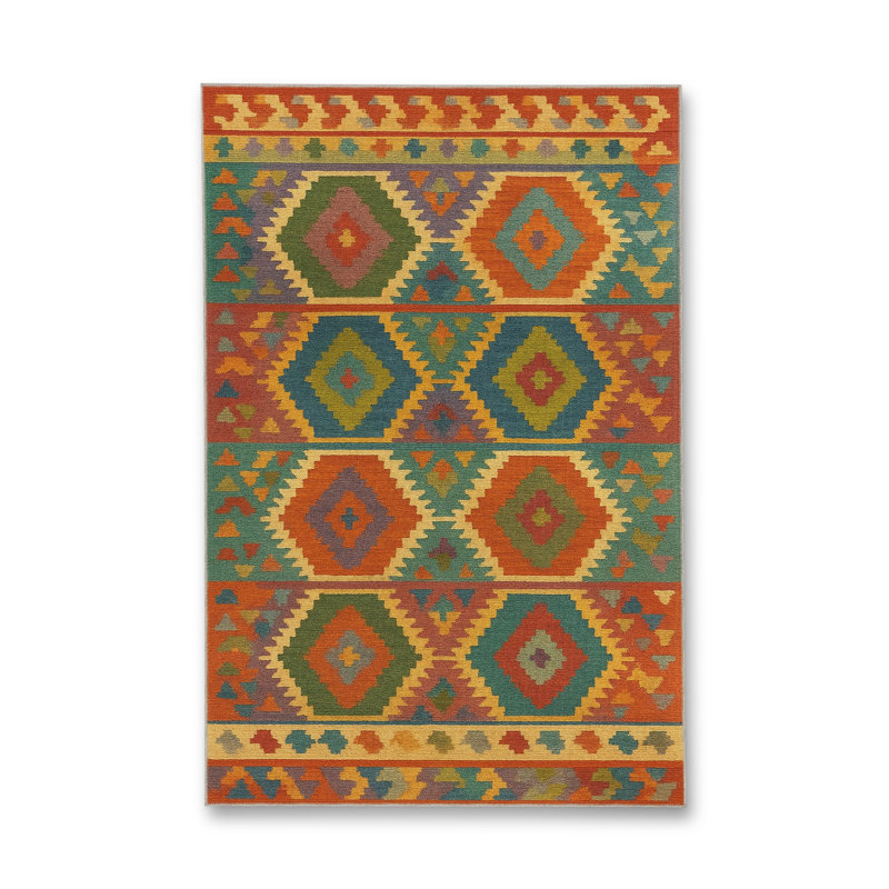 Tapis tissé crème à motif géométrique lavable Mosso, 3'3" x 9'10"