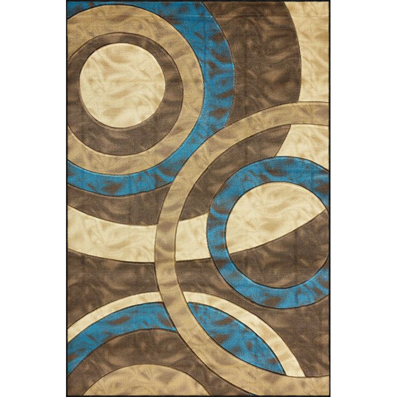 Tapis décoratif bleu à disque peint lavable à la machine, Sous-tapis carré 3 pi 3 po inclus