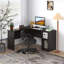 Bureau en L avec tablettes pour bureau à domicile ou bureau, coin bureau, espresso-2040494854