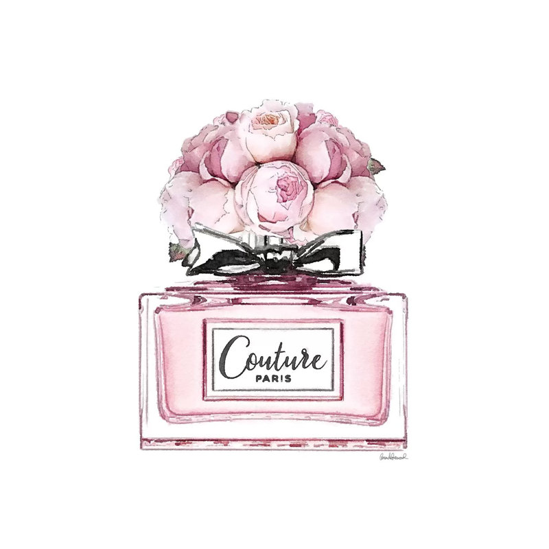 Short Perfume, Pink With Roses - Wrapped Canvas Print, 152.5 cm H x 101.5 cm W